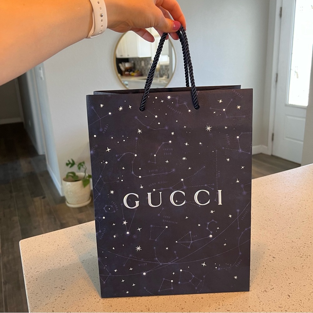 Gucci Navy Celestial Paper Shopping Gift Bag, ~10.25x13.75"
